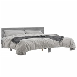 vidaXL Estructura cama madera ingeniería metal gris Sonoma 200x200 cm