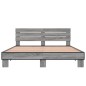 vidaXL Estructura cama madera ingeniería metal gris Sonoma 150x200 cm vidaXL Estructura cama madera ingeniería metal gris Sonoma 150x200 cm
