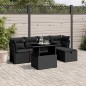 vidaXL Set de sofás de jardín 6 piezas y cojines ratán sintético negro vidaXL Set de sofás de jardín 6 piezas y cojines ratán sintético negro