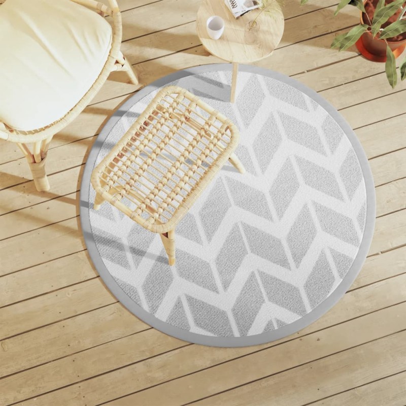 vidaXL Alfombra de exterior PP gris Ø120 cm vidaXL Alfombra de exterior PP gris Ø120 cm