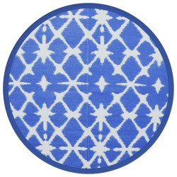 vidaXL Alfombra de exterior PP azul y blanco Ø120 cm