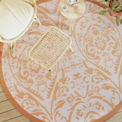 vidaXL Alfombra de exterior PP naranja y blanco Ø200 cm