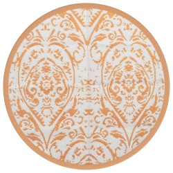 vidaXL Alfombra de exterior PP naranja y blanco Ø200 cm