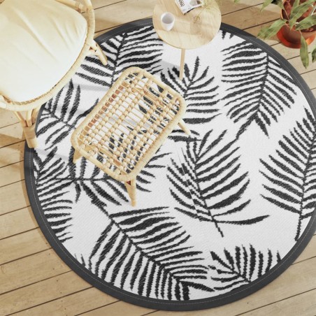 vidaXL Alfombra de exterior PP blanco y negro Ø160 cm