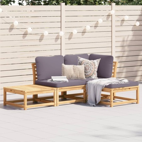 vidaXL Set de muebles de jardín 4 pzs y cojines madera maciza acacia