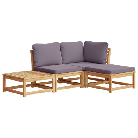 vidaXL Set de muebles de jardín 4 pzs y cojines madera maciza acacia