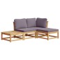 vidaXL Set de muebles de jardín 4 pzs y cojines madera maciza acacia