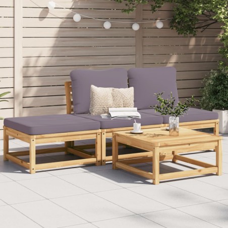 vidaXL Set de muebles de jardín 4 pzs y cojines madera maciza acacia