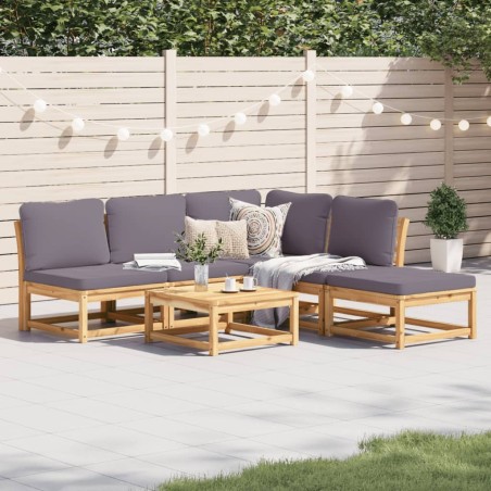 vidaXL Juego de muebles jardín 6 pzas con cojines madera maciza acacia