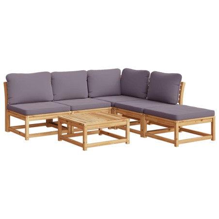 vidaXL Juego de muebles jardín 6 pzas con cojines madera maciza acacia
