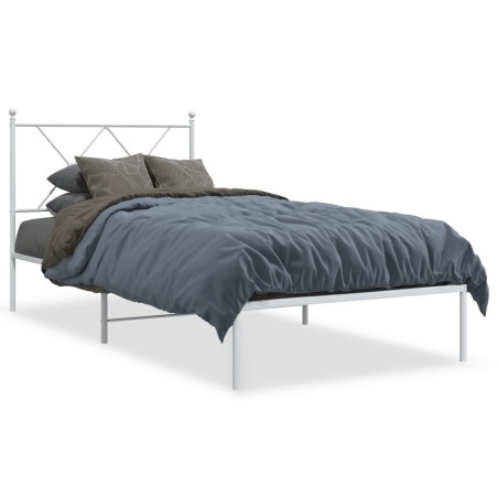 vidaXL Estructura de cama de metal con cabecero blanco 90x200 cm
