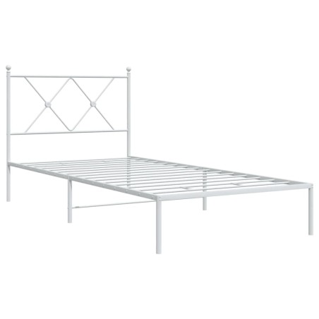 vidaXL Estructura de cama de metal con cabecero blanco 90x200 cm