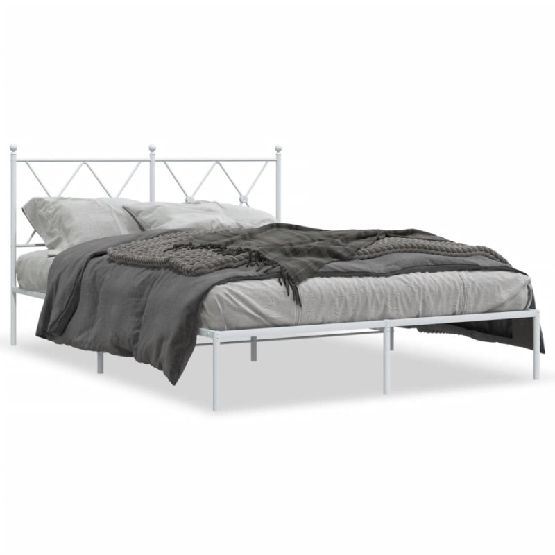 vidaXL Estructura de cama de metal con cabecero blanca 135x190 cm