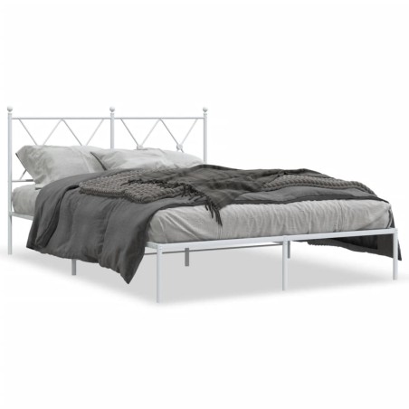vidaXL Estructura de cama de metal con cabecero blanca 135x190 cm