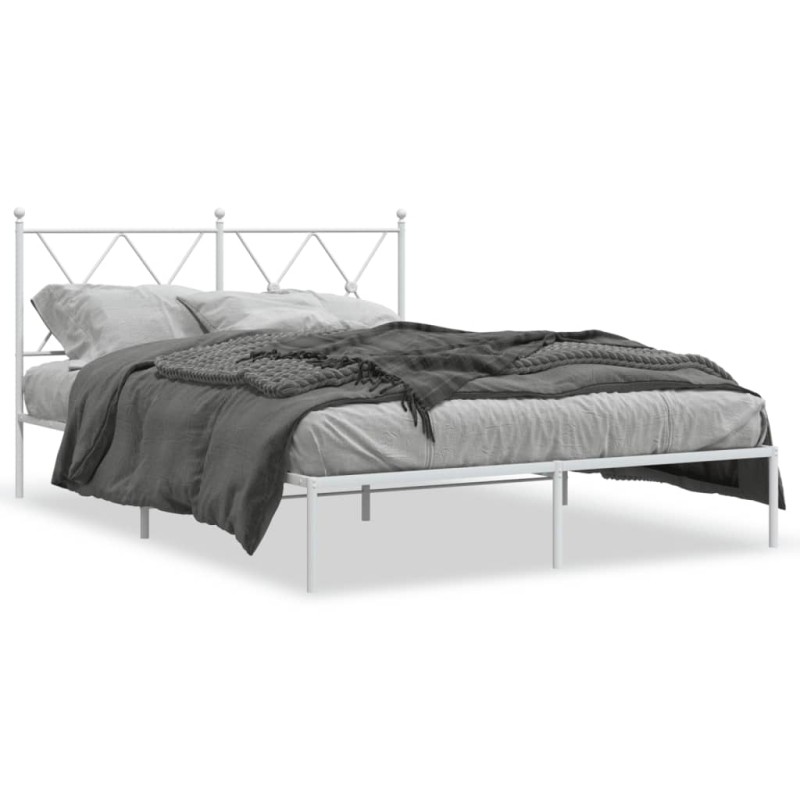 vidaXL Estructura de cama con cabecero metal blanca 140x200 cm vidaXL Estructura de cama con cabecero metal blanca 140x200 cm