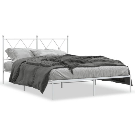 vidaXL Estructura de cama con cabecero metal blanca 140x200 cm