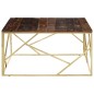 vidaXL Mesa de centro acero inoxidable madera maciza traviesa dorado vidaXL Mesa de centro acero inoxidable madera maciza traviesa dorado