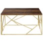 vidaXL Mesa de centro acero inoxidable madera maciza traviesa dorado vidaXL Mesa de centro acero inoxidable madera maciza traviesa dorado