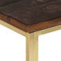 vidaXL Mesa de centro acero inoxidable madera maciza traviesa dorado vidaXL Mesa de centro acero inoxidable madera maciza traviesa dorado