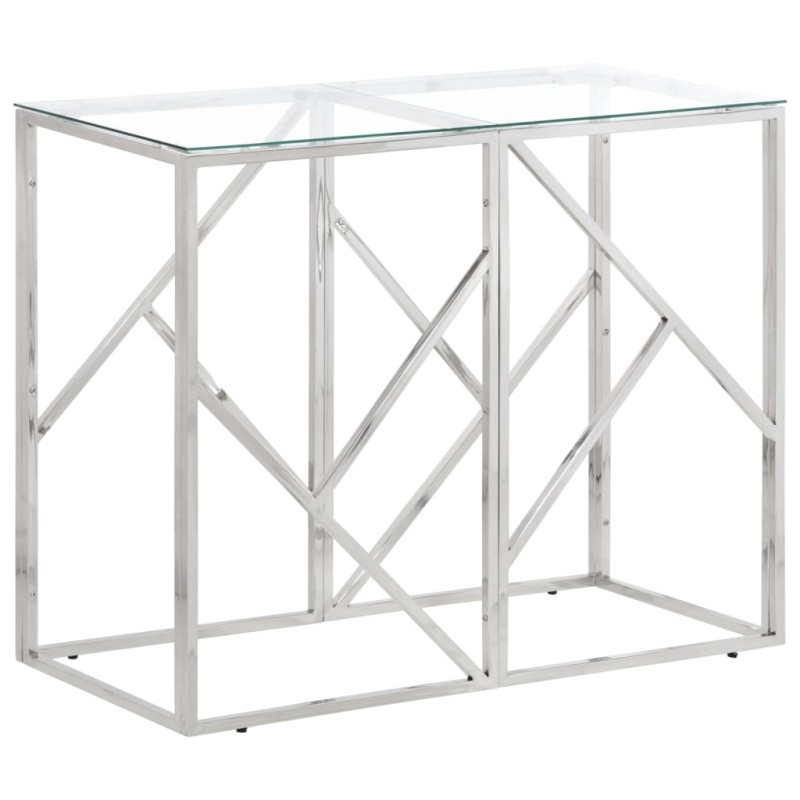 vidaXL Mesa consola acero inoxidable plateado y vidrio templado vidaXL Mesa consola acero inoxidable plateado y vidrio templado