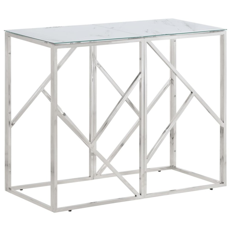 vidaXL Mesa consola acero inoxidable plateado y vidrio templado vidaXL Mesa consola acero inoxidable plateado y vidrio templado