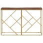 vidaXL Mesa consola acero inoxidable madera maciza traviesa dorado vidaXL Mesa consola acero inoxidable madera maciza traviesa dorado