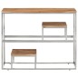vidaXL Mesa consola acero inoxidable y madera maciza acacia plateada vidaXL Mesa consola acero inoxidable y madera maciza acacia plateada
