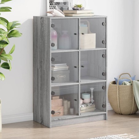 vidaXL Aparador alto con puertas madera gris Sonoma 68x37x109 cm