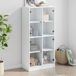 vidaXL Aparador alto con puertas madera ingeniería blanco 68x37x142 cm
