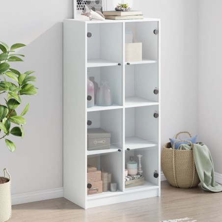 vidaXL Aparador alto con puertas madera ingeniería blanco 68x37x142 cm