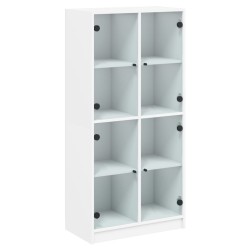 vidaXL Aparador alto con puertas madera ingeniería blanco 68x37x142 cm