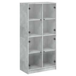 vidaXL Aparador alto con puertas madera gris hormigón 68x37x142 cm