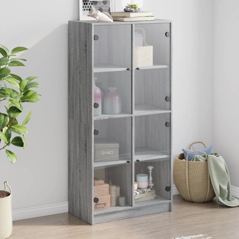 vidaXL Aparador alto con puertas madera gris Sonoma 68x37x142 cm vidaXL Aparador alto con puertas madera gris Sonoma 68x37x142 cm