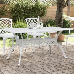 vidaXL Mesa de jardín aluminio fundido blanco 150x90x72 cm