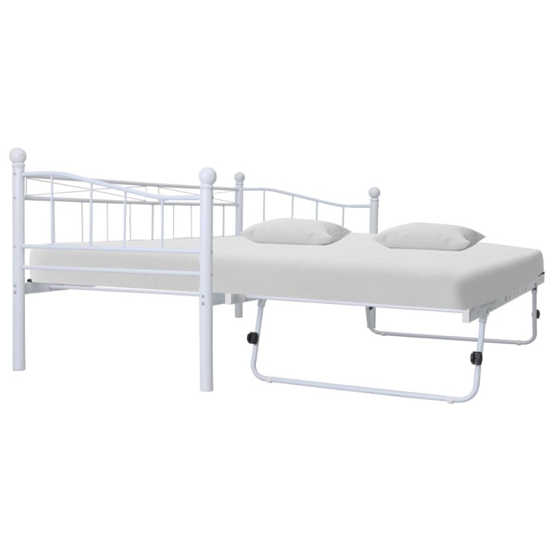 vidaXL Estructura de cama de acero blanco 180x200/90x200 cm