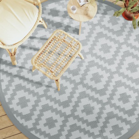 vidaXL Alfombra de exterior PP gris Ø200 cm