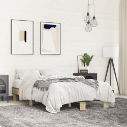 vidaXL Estructura cama madera ingeniería metal roble Sonoma 140x200 cm