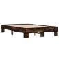 vidaXL Estructura cama madera ingeniería metal roble ahumado 120x200cm vidaXL Estructura cama madera ingeniería metal roble ahumado 120x200cm