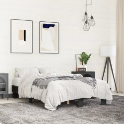 vidaXL Estructura de cama madera de ingeniería y metal negro 120x190cm