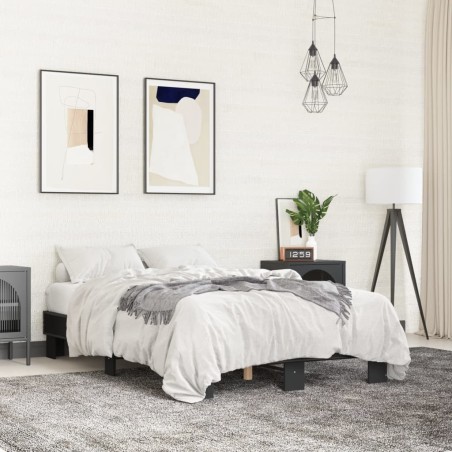 vidaXL Estructura de cama madera de ingeniería y metal negro 120x190cm