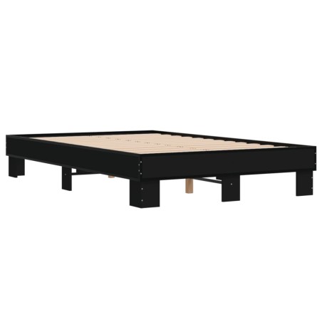 vidaXL Estructura de cama madera de ingeniería y metal negro 120x190cm