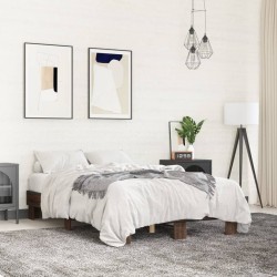 vidaXL Estructura cama madera ingeniería metal marrón roble 120x190 cm