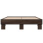 vidaXL Estructura cama madera ingeniería metal marrón roble 120x190 cm vidaXL Estructura cama madera ingeniería metal marrón roble 120x190 cm