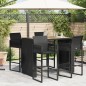 vidaXL Mesa de jardín superficie de madera ratán PE negro 145x80x110cm vidaXL Mesa de jardín superficie de madera ratán PE negro 145x80x110cm