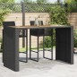 vidaXL Mesa de jardín superficie de madera ratán PE negro 185x80x110cm vidaXL Mesa de jardín superficie de madera ratán PE negro 185x80x110cm