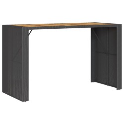 vidaXL Mesa de jardín superficie de madera ratán PE negro 185x80x110cm