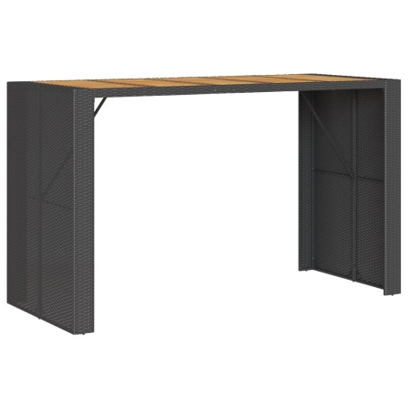 vidaXL Mesa de jardín superficie de madera ratán PE negro 185x80x110cm
