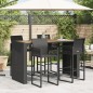 vidaXL Mesa de jardín superficie de madera ratán PE negro 185x80x110cm vidaXL Mesa de jardín superficie de madera ratán PE negro 185x80x110cm