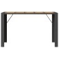 vidaXL Mesa de jardín superficie de madera ratán PE negro 185x80x110cm vidaXL Mesa de jardín superficie de madera ratán PE negro 185x80x110cm