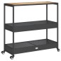 vidaXL Carrito de bar 3 niveles ratán PE y madera maciza acacia negro vidaXL Carrito de bar 3 niveles ratán PE y madera maciza acacia negro